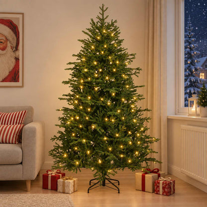 vidaXL Artificial Hinged Christmas Tree 150 cm 150 LEDs Warm White