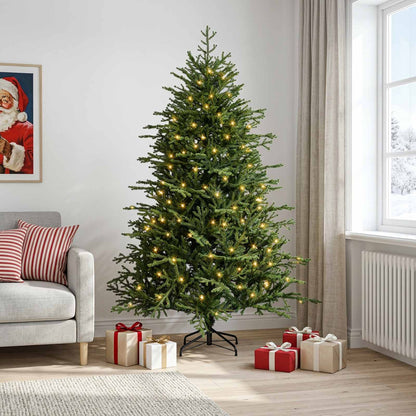 vidaXL Artificial Hinged Christmas Tree 150 cm 150 LEDs Warm White