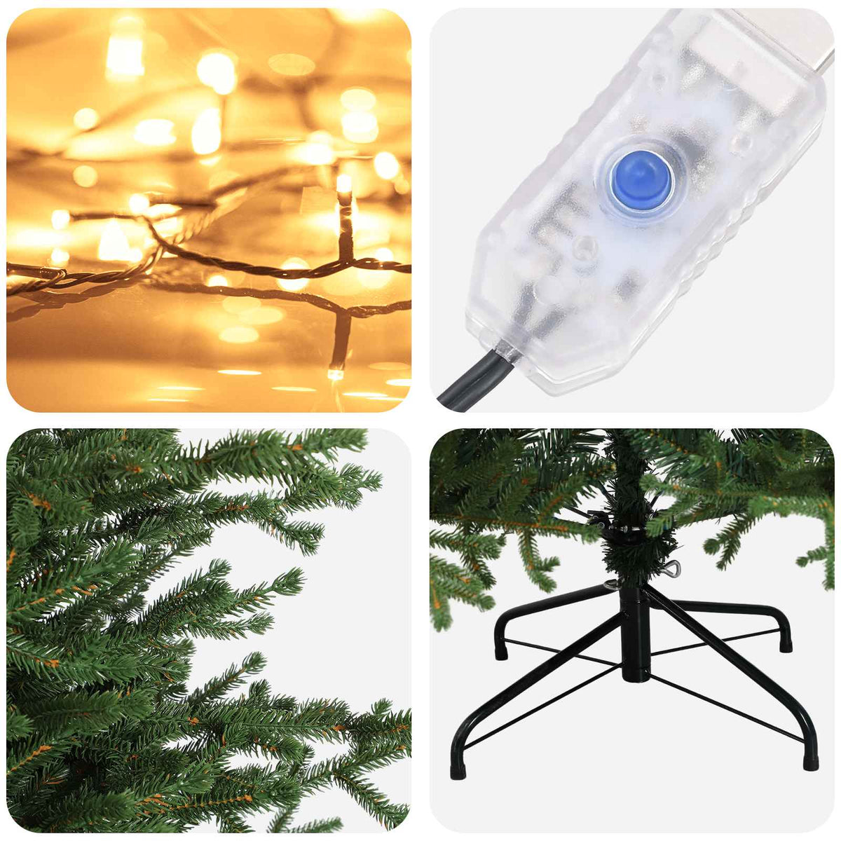 vidaXL Artificial Hinged Christmas Tree 120 cm 150 LEDs Warm White