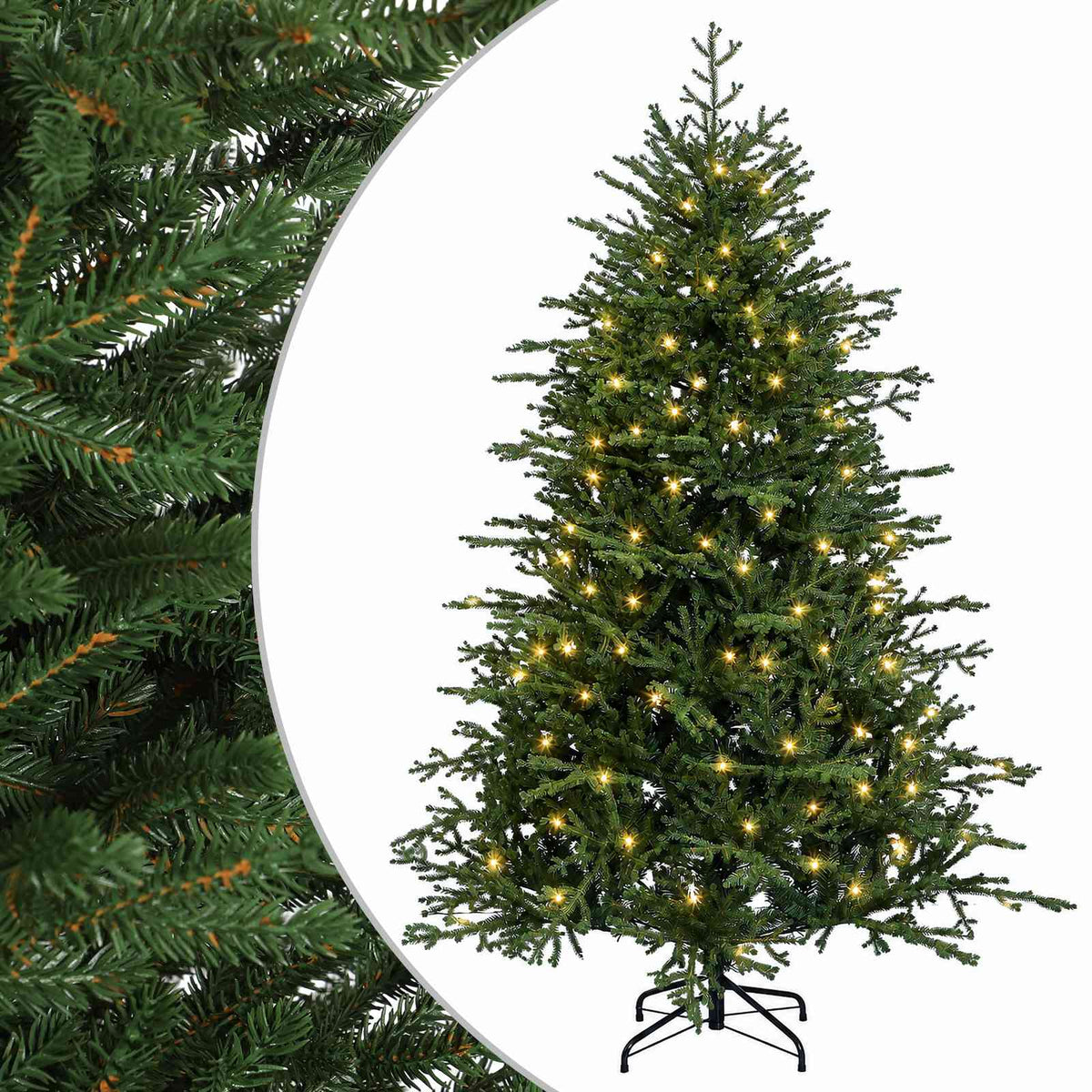vidaXL Artificial Hinged Christmas Tree 150 cm 150 LEDs Warm White