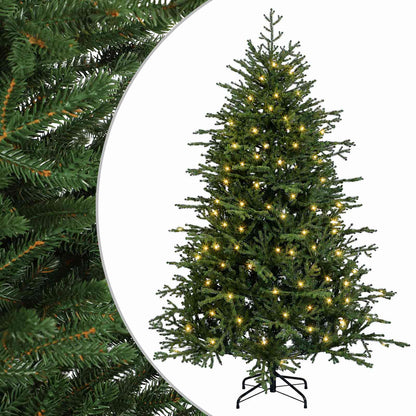 vidaXL Artificial Hinged Christmas Tree 150 cm 150 LEDs Warm White