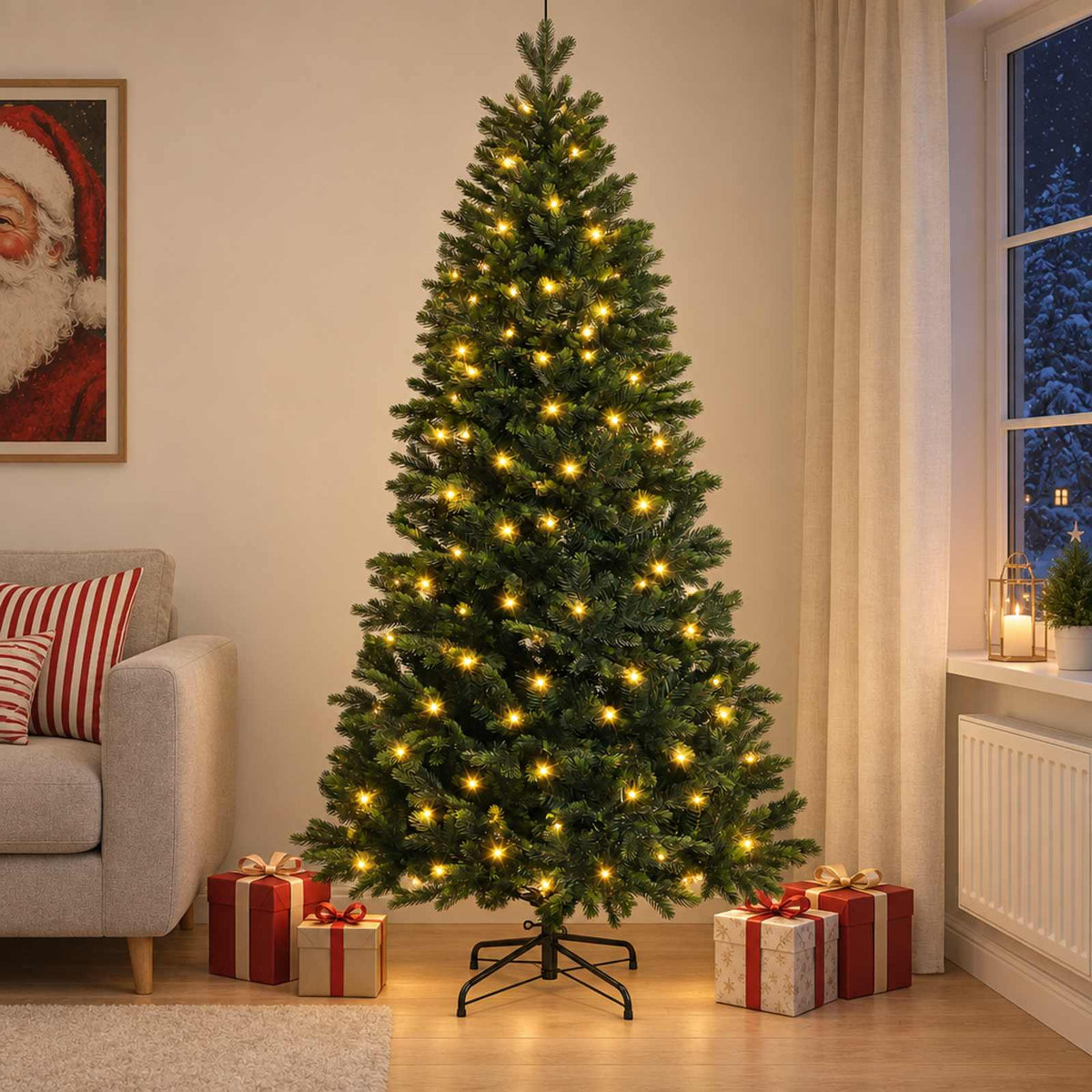 vidaXL Artificial Hinged Christmas Tree 150 cm 150 LEDs Warm White