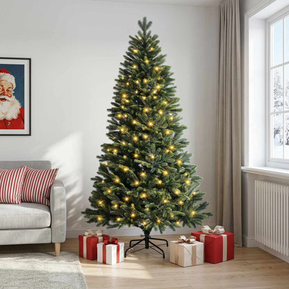 vidaXL Artificial Hinged Christmas Tree 150 cm 150 LEDs Warm White