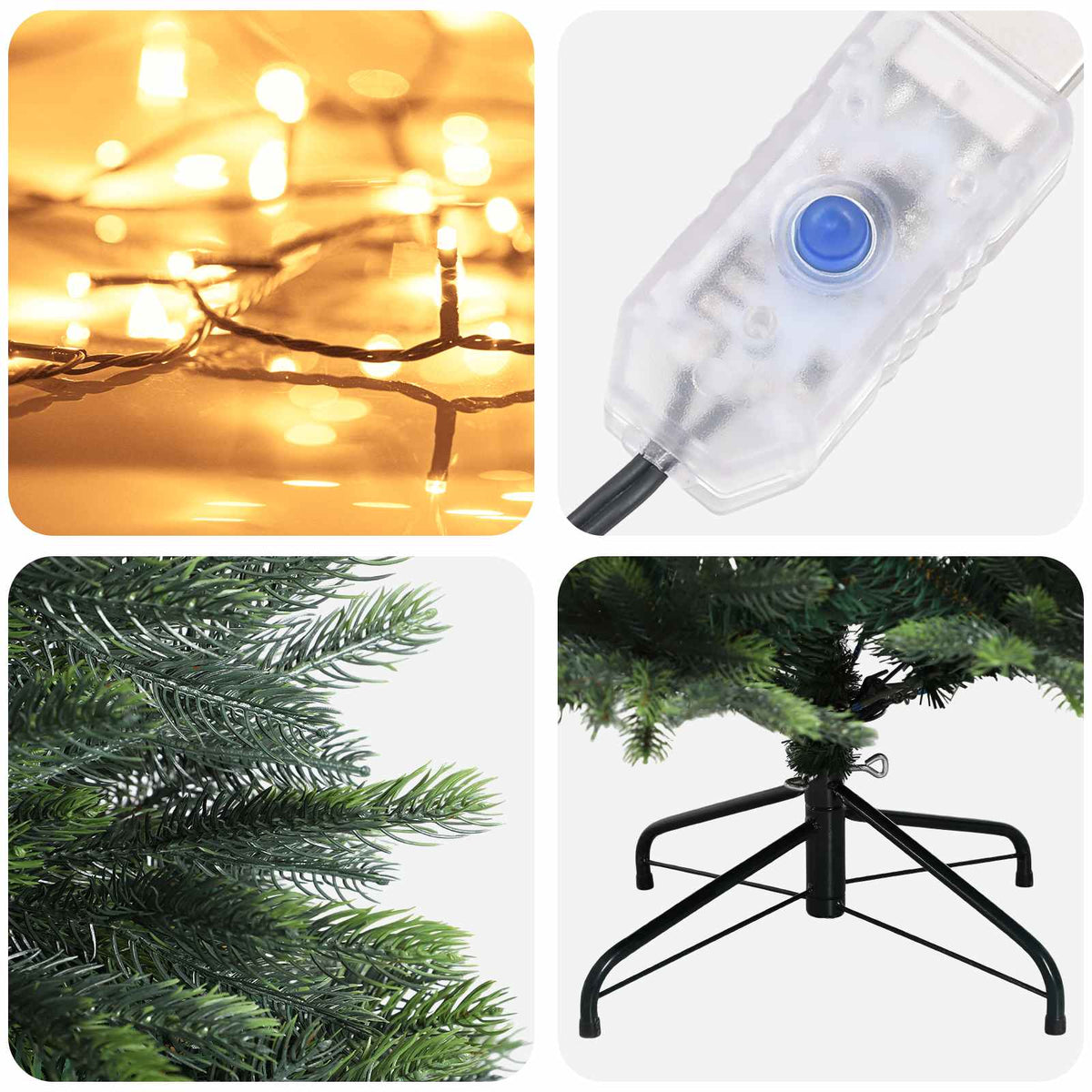 vidaXL Artificial Hinged Christmas Tree 150 cm 150 LEDs Warm White