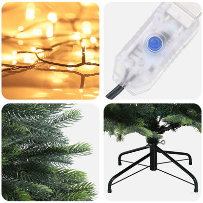 vidaXL Artificial Hinged Christmas Tree 150 cm 150 LEDs Warm White