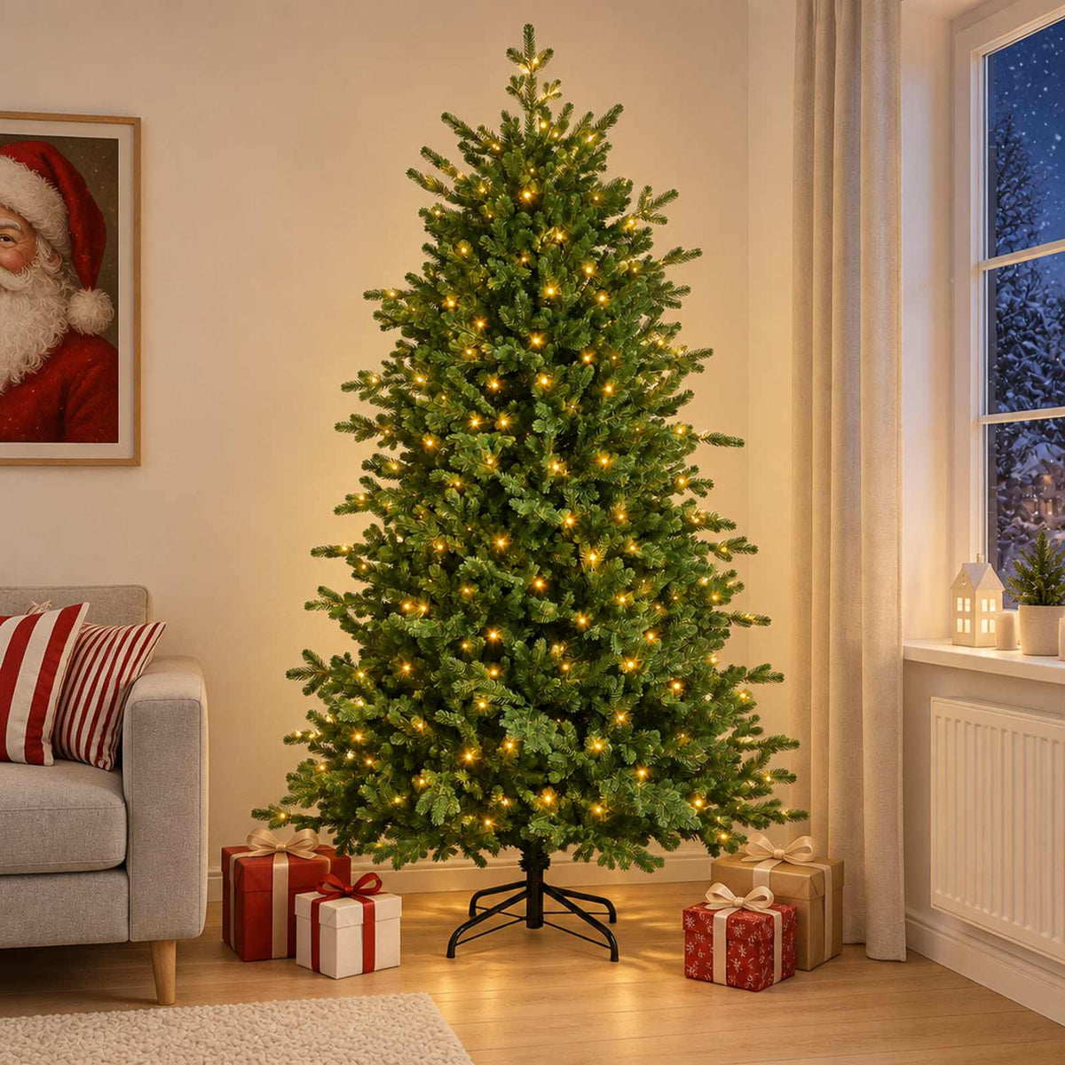vidaXL Artificial Hinged Christmas Tree 120 cm 150 LEDs Warm White