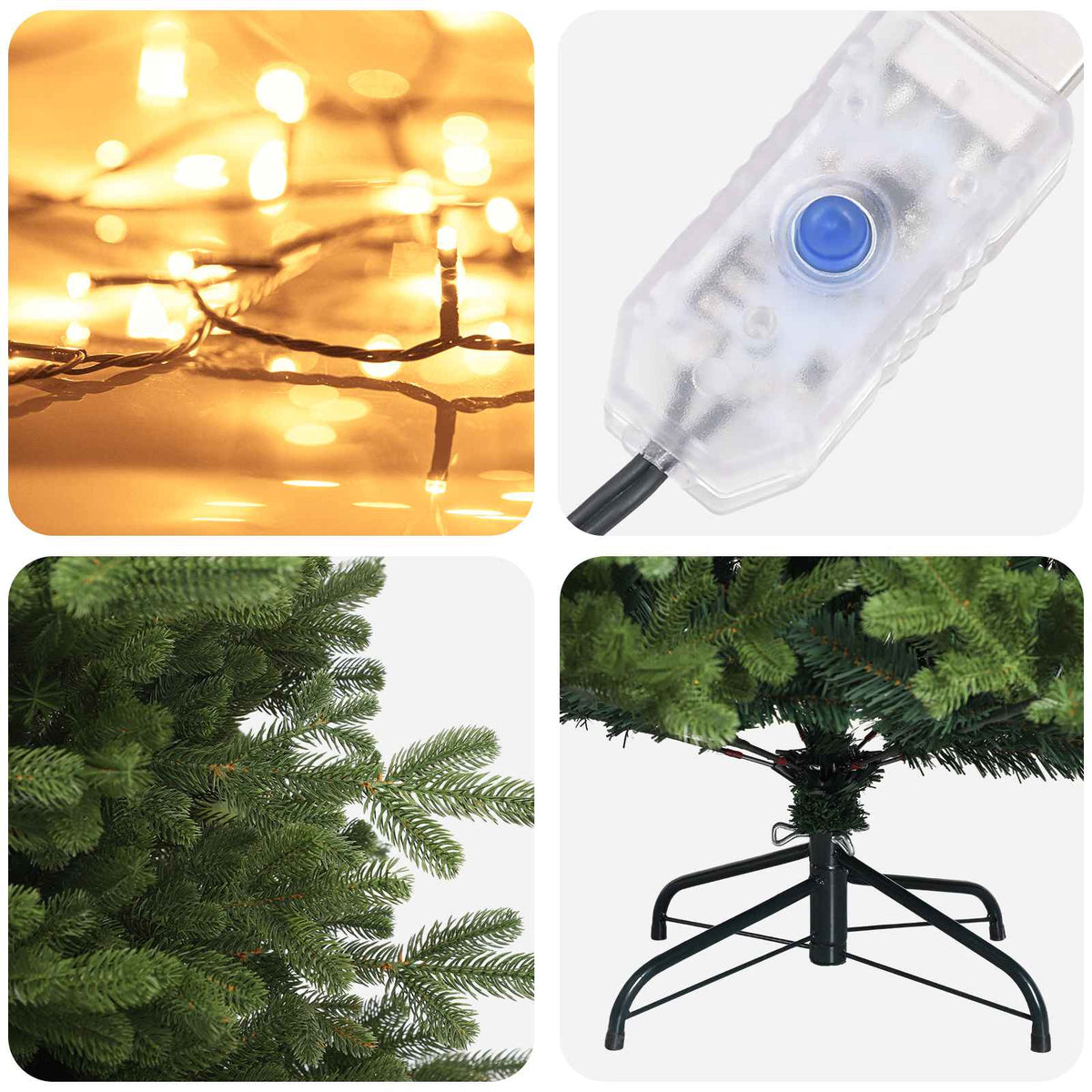vidaXL Artificial Hinged Christmas Tree 120 cm 150 LEDs Warm White