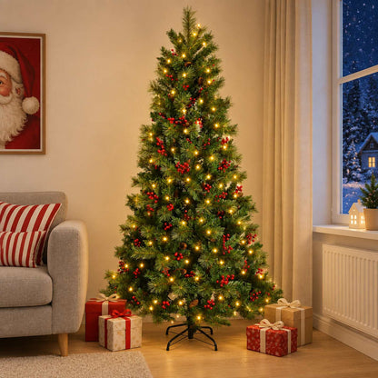 vidaXL Artificial Hinged Christmas Tree 120 cm 150 LEDs Warm White