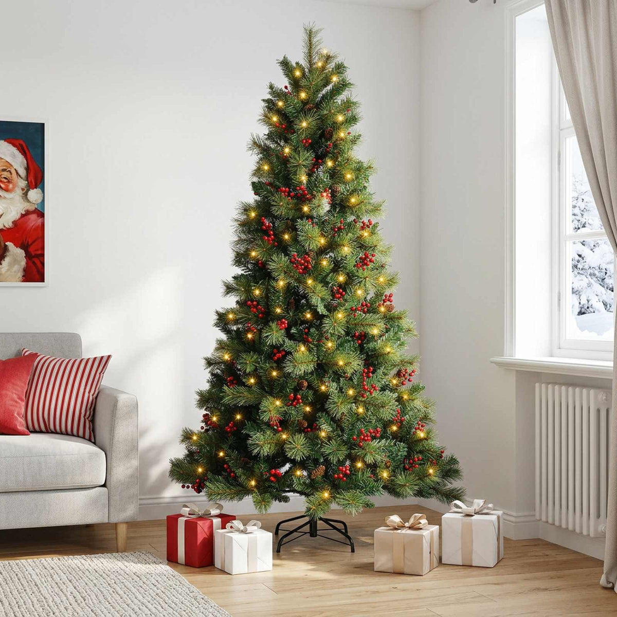 vidaXL Artificial Hinged Christmas Tree 120 cm 150 LEDs Warm White