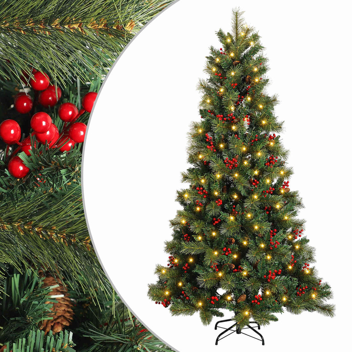 vidaXL Artificial Hinged Christmas Tree 120 cm 150 LEDs Warm White