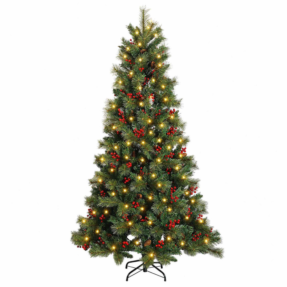 vidaXL Artificial Hinged Christmas Tree 120 cm 150 LEDs Warm White