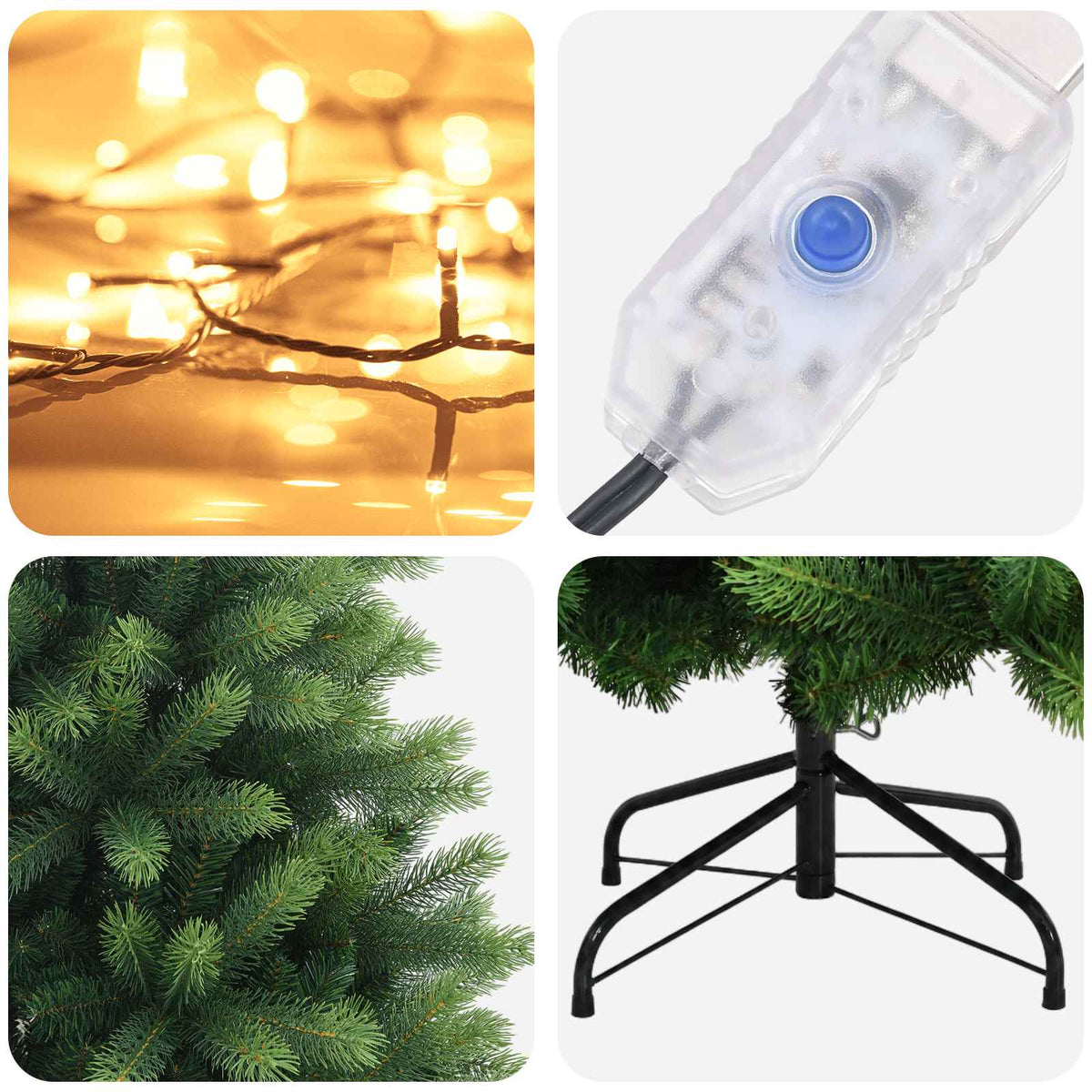 vidaXL Artificial Hinged Christmas Tree 150 cm 150 LEDs Warm White