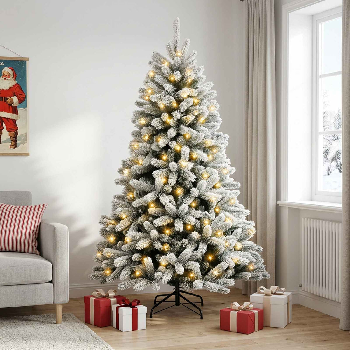 vidaXL Artificial Hinged Christmas Tree 150 cm 150 LEDs Warm White
