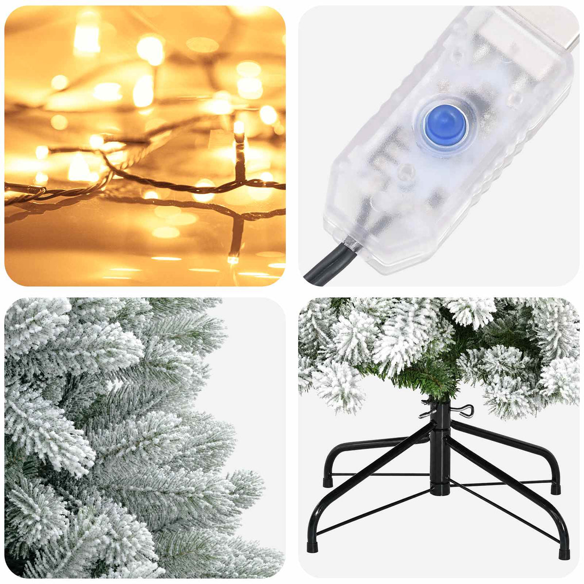 vidaXL Artificial Hinged Christmas Tree 150 cm 150 LEDs Warm White