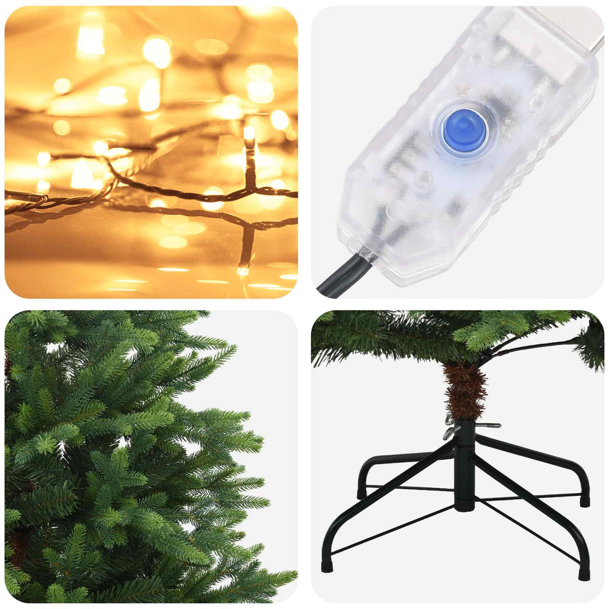 vidaXL Artificial Hinged Christmas Tree 150 cm 150 LEDs Warm White