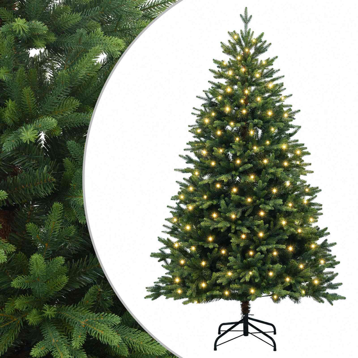 vidaXL Artificial Hinged Christmas Tree 150 cm 150 LEDs Warm White