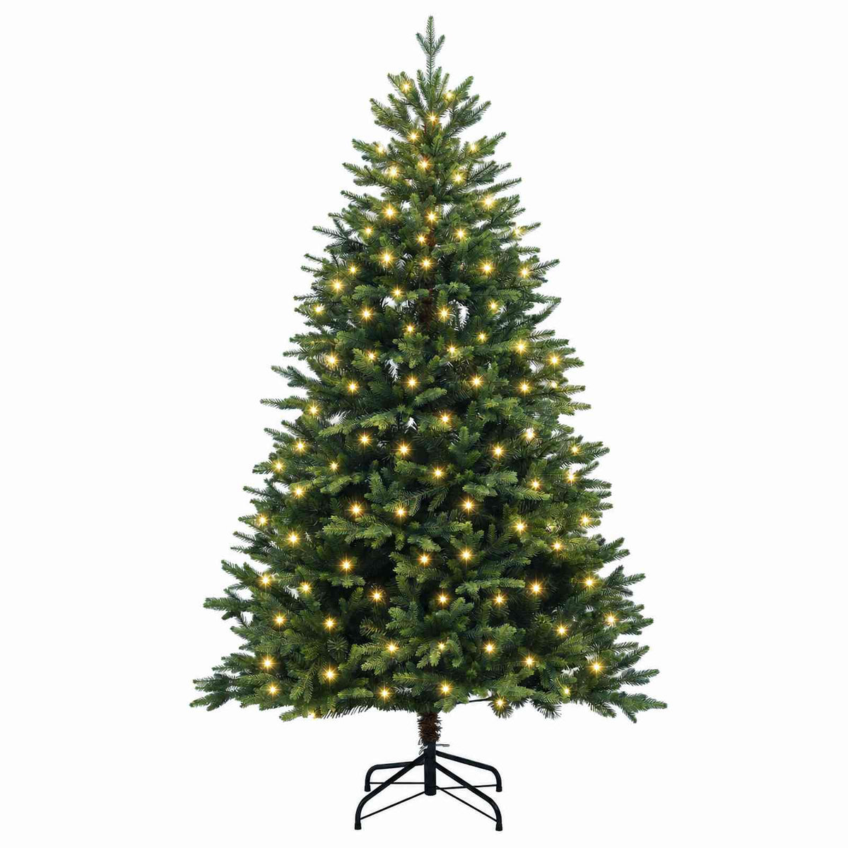vidaXL Artificial Hinged Christmas Tree 150 cm 150 LEDs Warm White