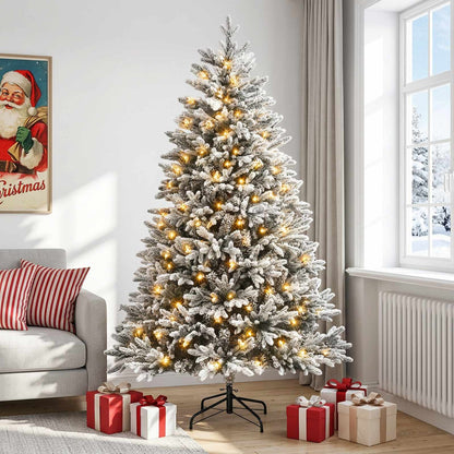 vidaXL Artificial Hinged Christmas Tree 180 cm 300 LEDs Warm White