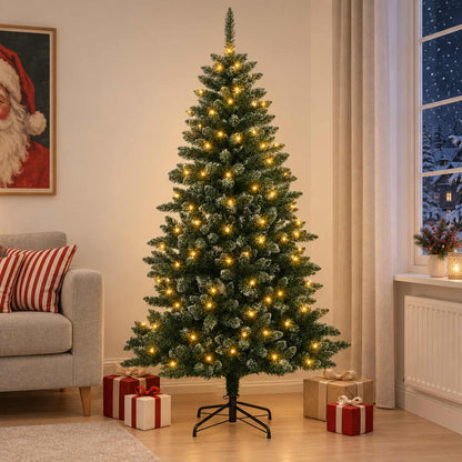 vidaXL Artificial Hinged Christmas Tree 150 cm 150 LEDs Warm White