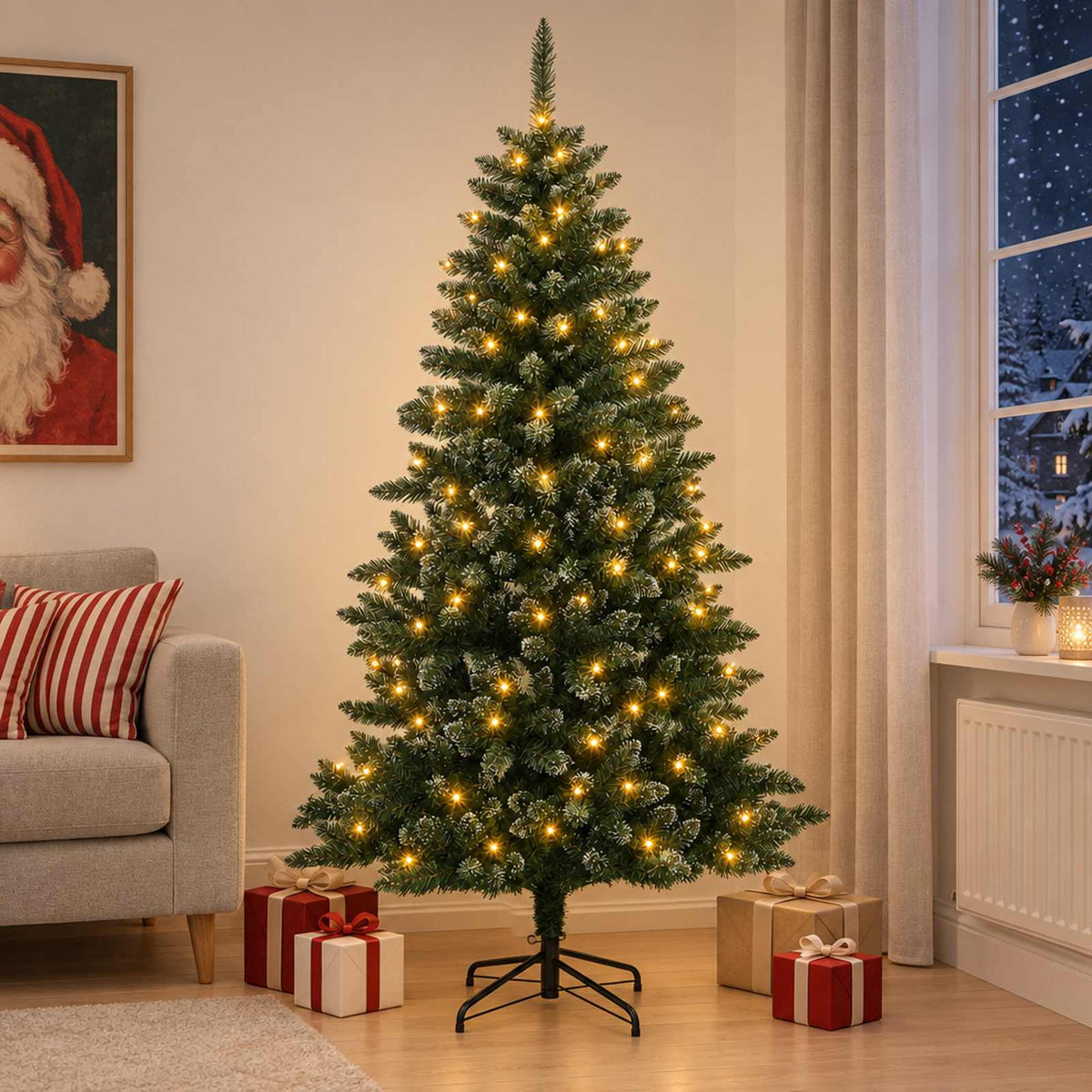 vidaXL Artificial Hinged Christmas Tree 120 cm 150 LEDs Warm White