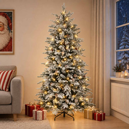 vidaXL Artificial Hinged Christmas Tree 150 cm 150 LEDs Warm White