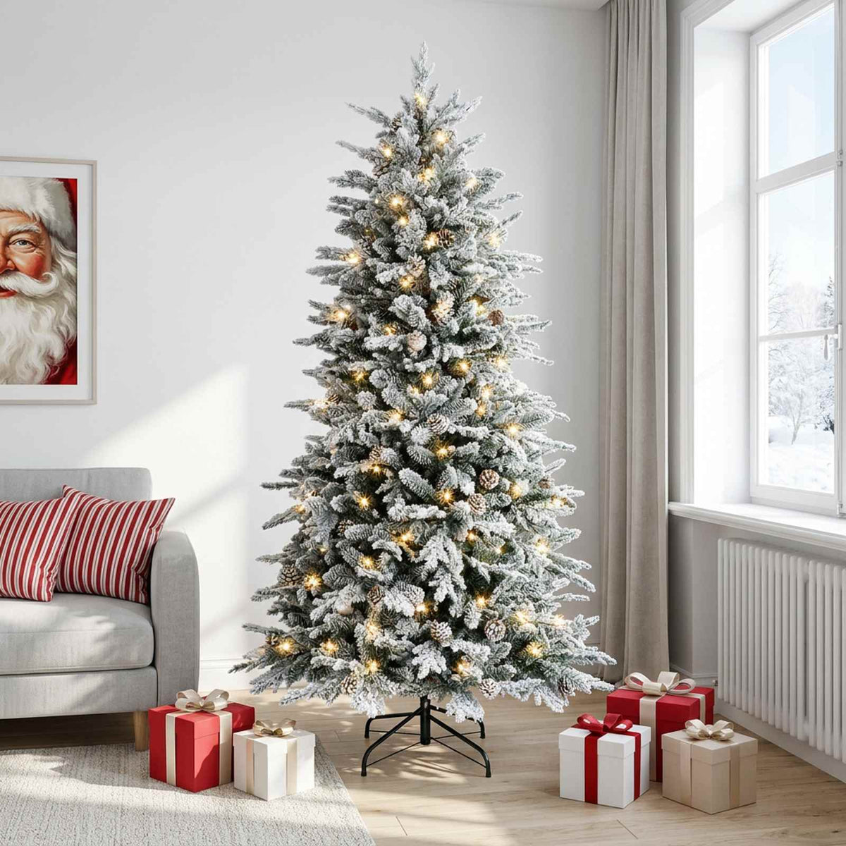 vidaXL Artificial Hinged Christmas Tree 150 cm 150 LEDs Warm White