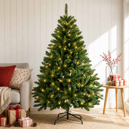 vidaXL Artificial Hinged Christmas Tree 120 cm 150 LEDs Warm White
