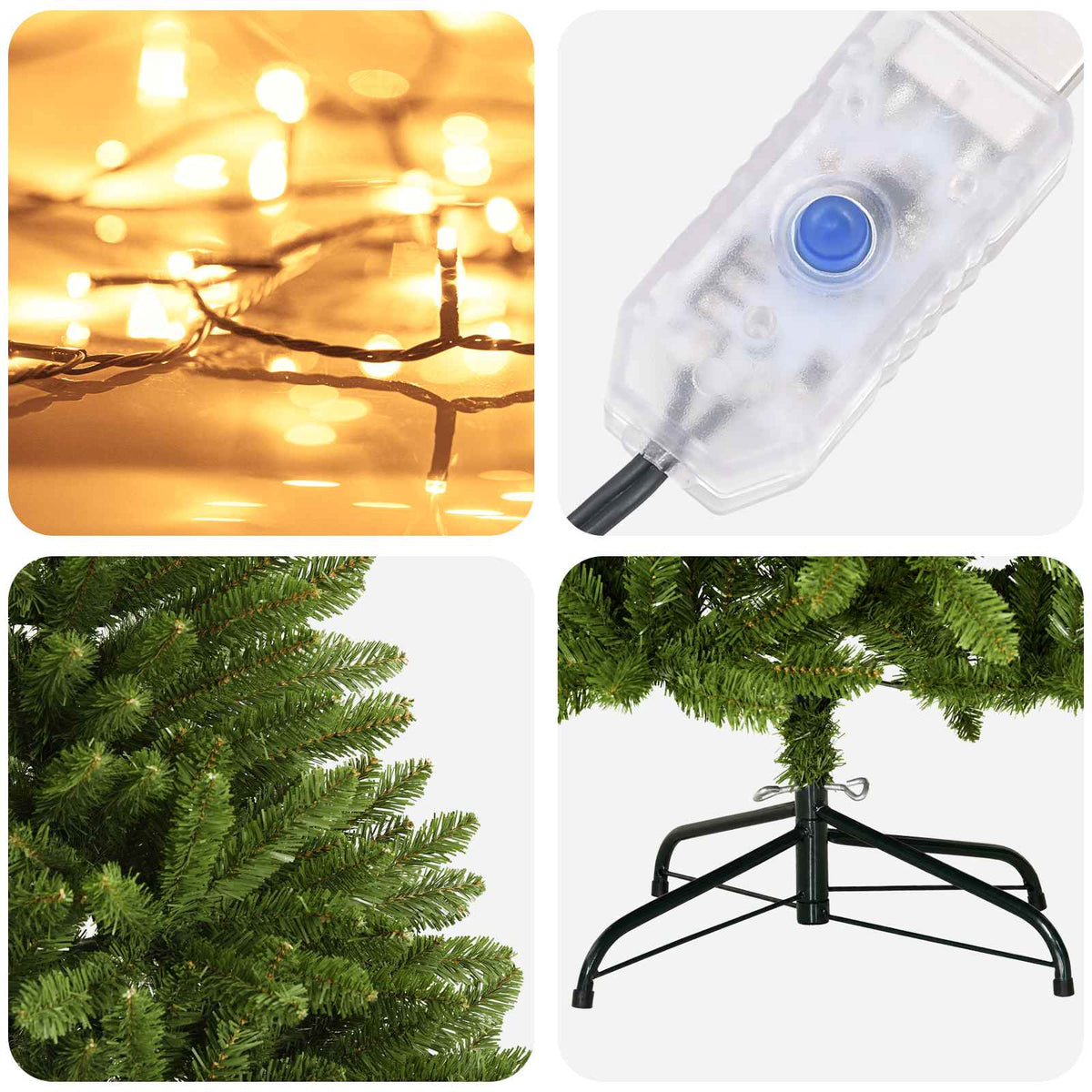 vidaXL Artificial Hinged Christmas Tree 120 cm 150 LEDs Warm White