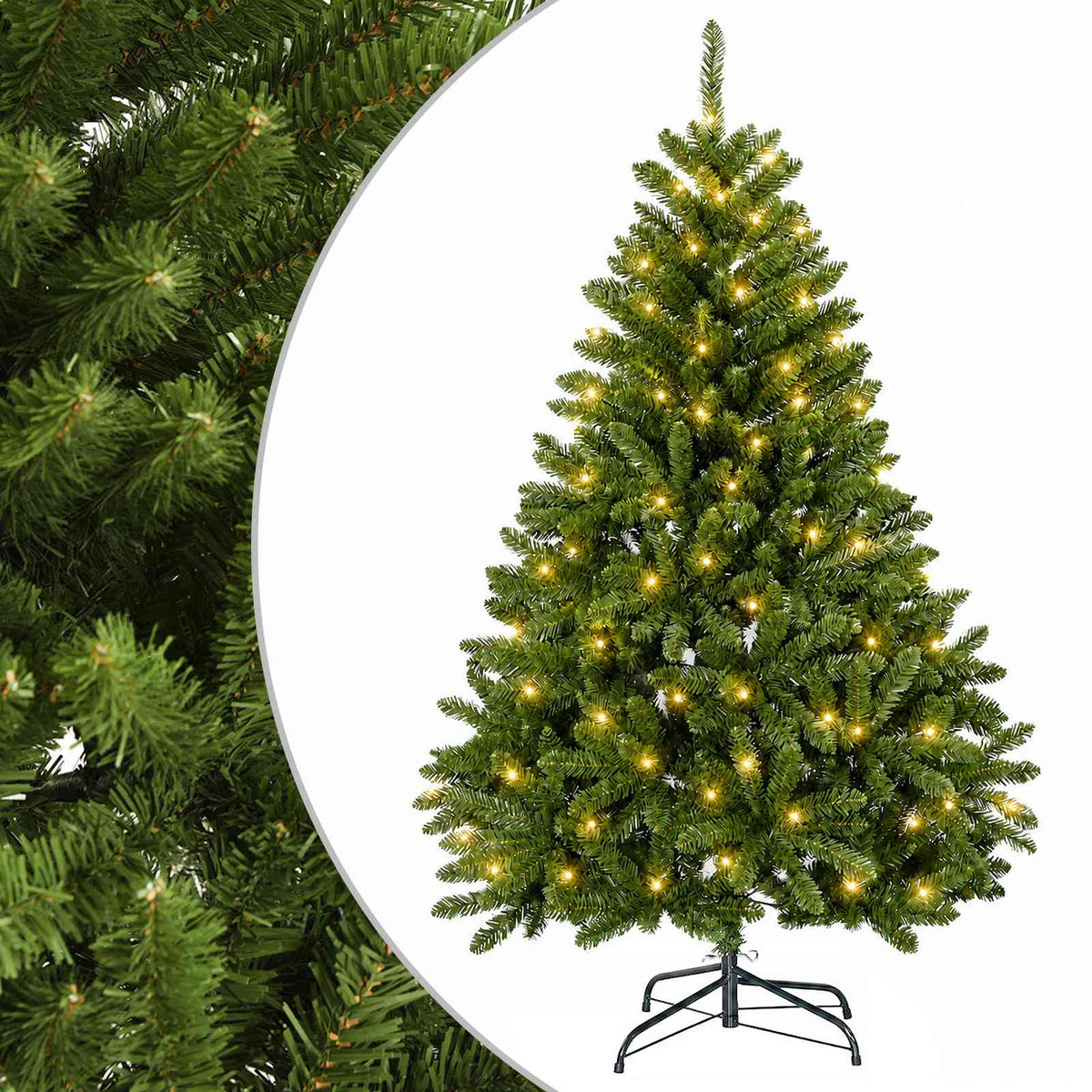 vidaXL Artificial Hinged Christmas Tree 120 cm 150 LEDs Warm White