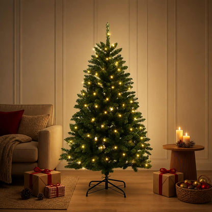 vidaXL Artificial Hinged Christmas Tree 150 cm 150 LEDs Warm White
