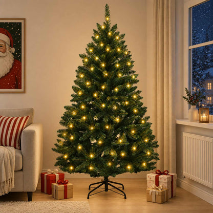 vidaXL Artificial Hinged Christmas Tree 120 cm 150 LEDs Warm White