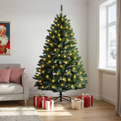 vidaXL Artificial Hinged Christmas Tree 180 cm 300 LEDs Warm White
