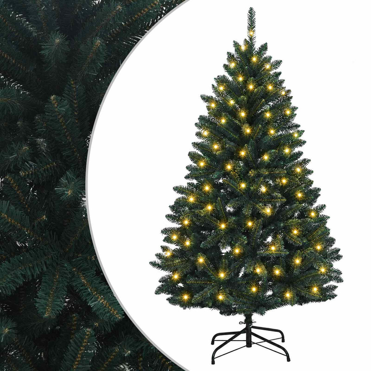 vidaXL Artificial Hinged Christmas Tree 150 cm 150 LEDs Warm White
