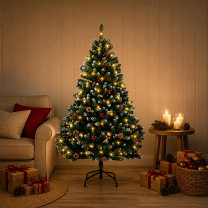 vidaXL Artificial Hinged Christmas Tree 180 cm 300 LEDs Warm White