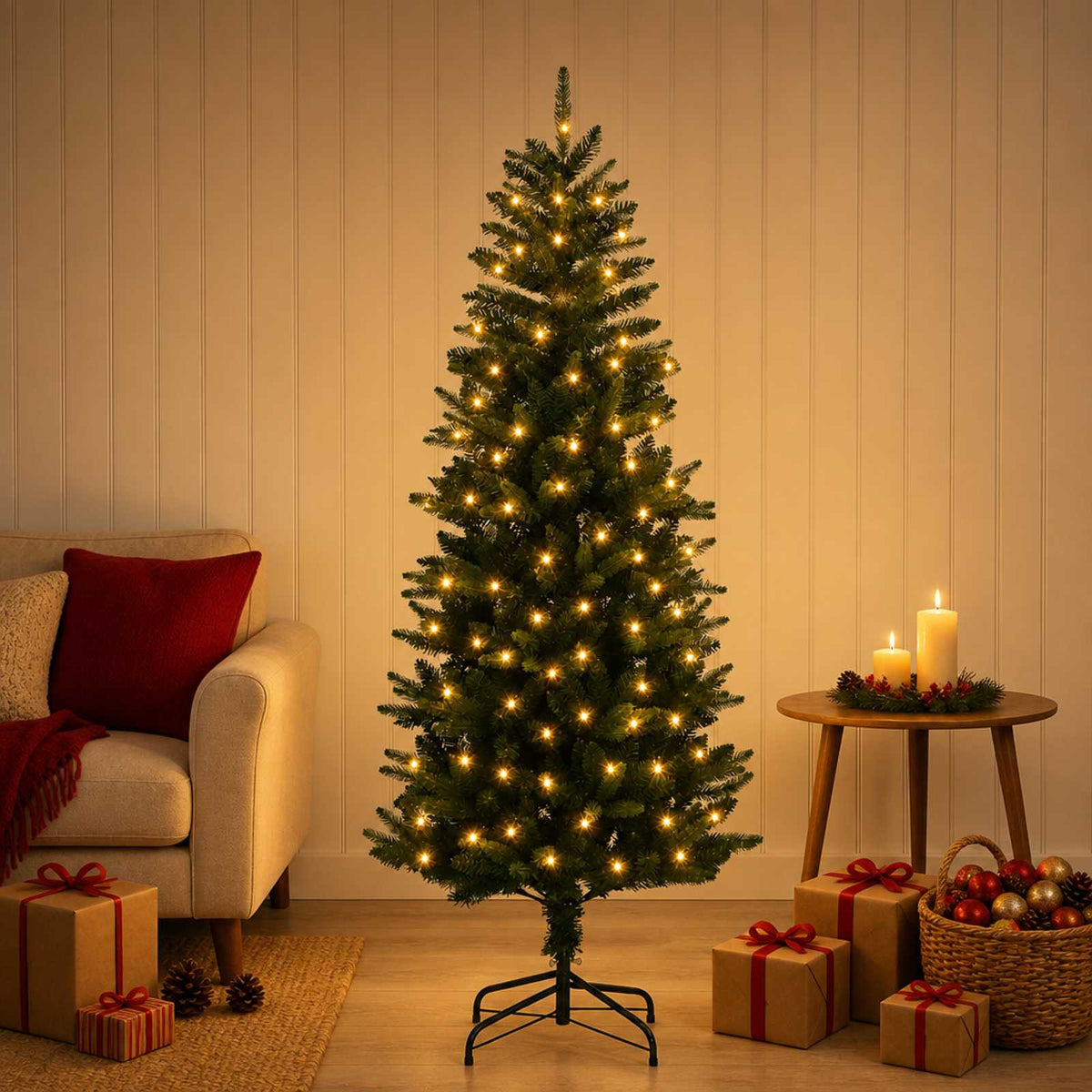 vidaXL Artificial Hinged Christmas Tree 120 cm 150 LEDs Warm White