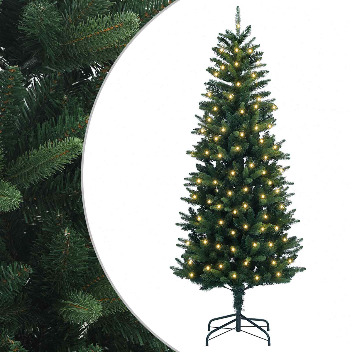 vidaXL Artificial Hinged Christmas Tree 120 cm 150 LEDs Warm White PVC