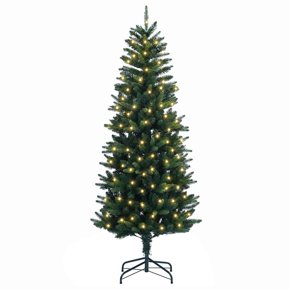 vidaXL Artificial Hinged Christmas Tree 150 cm 150 LEDs Warm White PVC