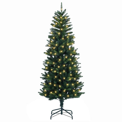 vidaXL Artificial Hinged Christmas Tree 150 cm 150 LEDs Warm White PVC