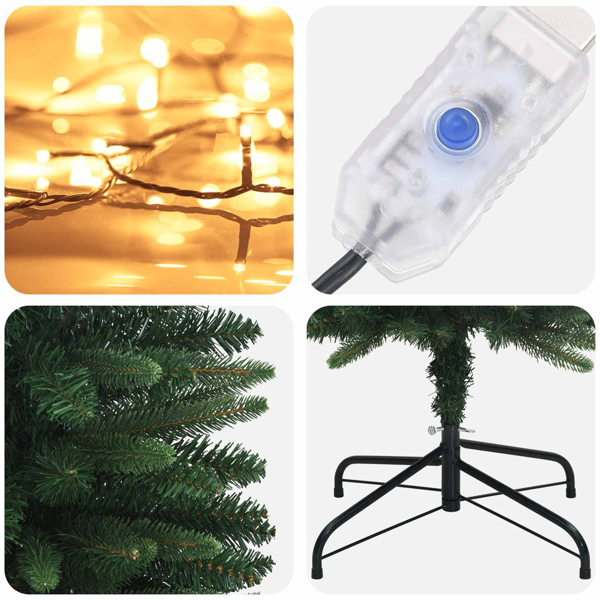 vidaXL Artificial Slim Christmas Tree 150 cm 150 LEDs Warm White