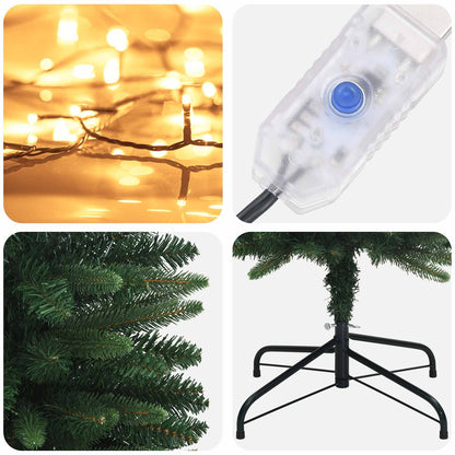 vidaXL Artificial Slim Christmas Tree 150 cm 150 LEDs Warm White