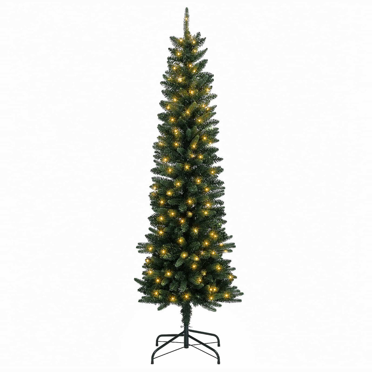 vidaXL Artificial Slim Christmas Tree 150 cm 150 LEDs Warm White
