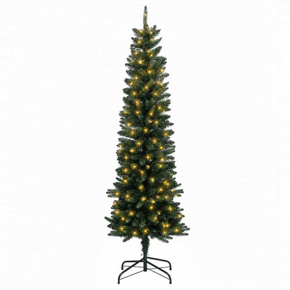 vidaXL Artificial Slim Christmas Tree 150 cm 150 LEDs Warm White
