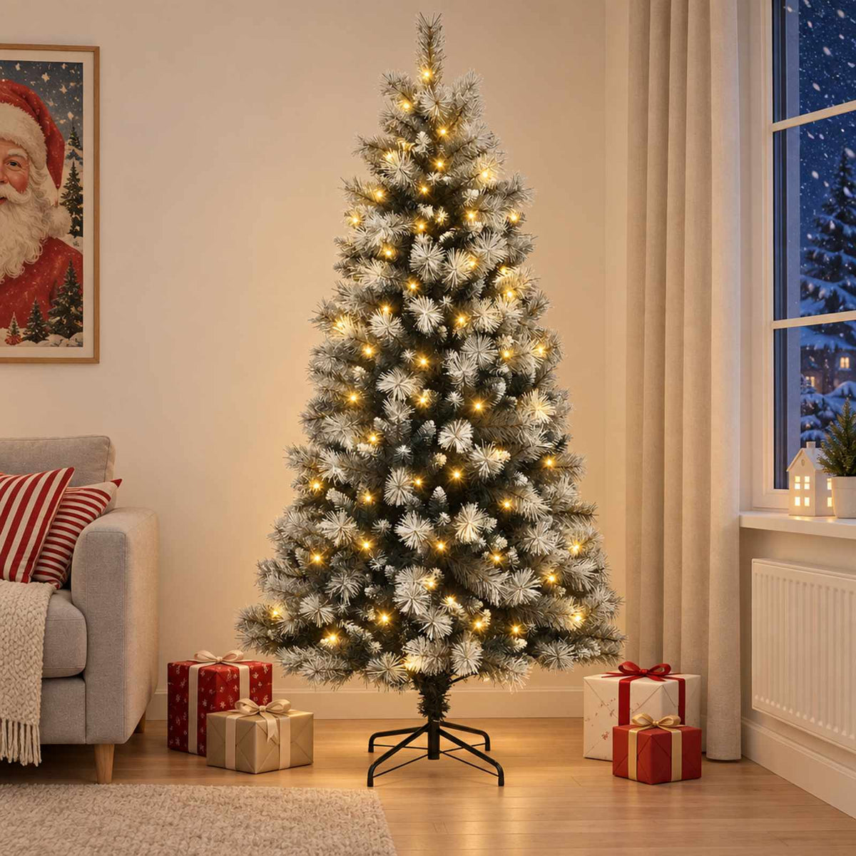 vidaXL Artificial Hinged Christmas Tree 120 cm 150 LEDs Warm White