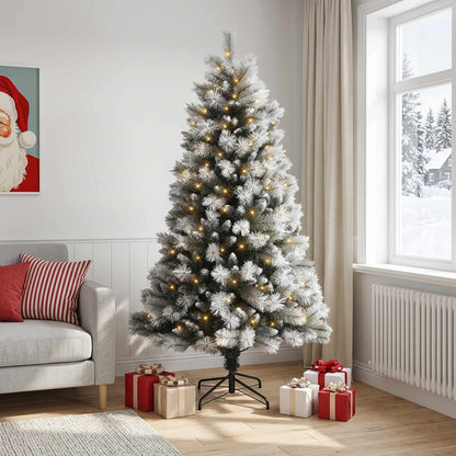 vidaXL Artificial Hinged Christmas Tree 210 cm 300 LEDs Warm White