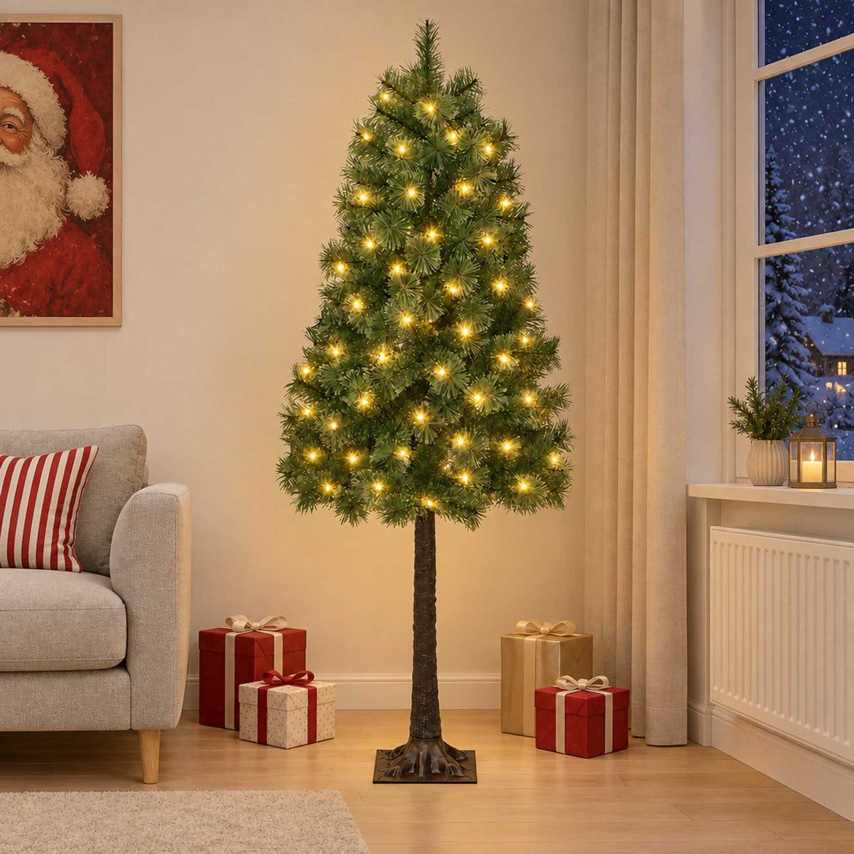 vidaXL Artificial Hinged Christmas Tree 150 cm 150 LEDs Warm White