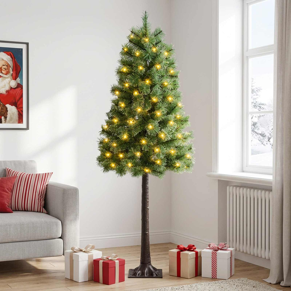 vidaXL Artificial Hinged Christmas Tree 150 cm 150 LEDs Warm White