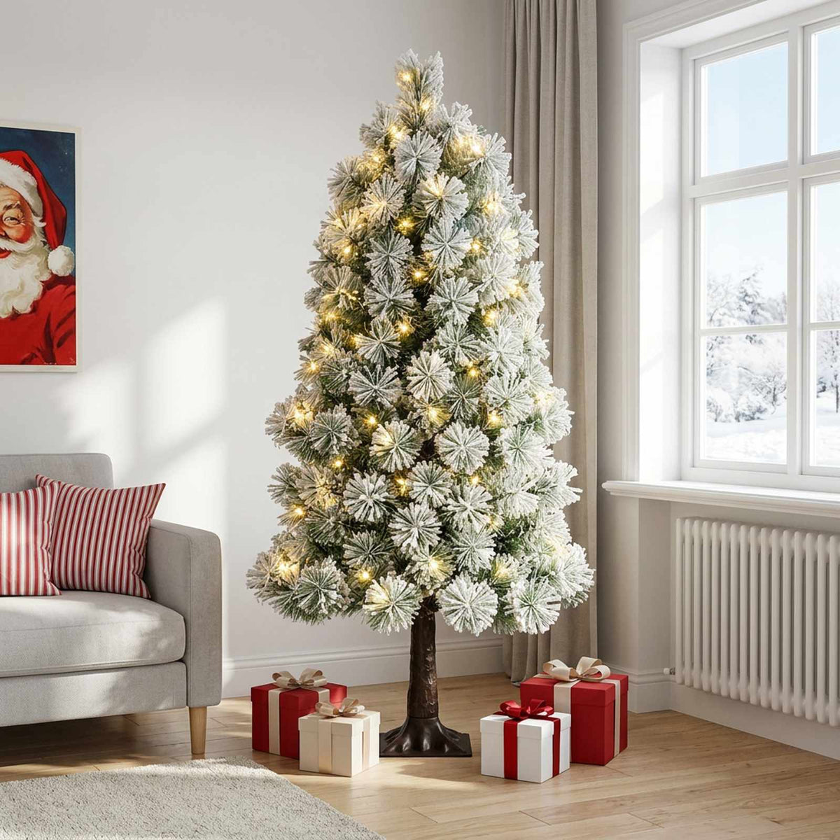 vidaXL Artificial Hinged Christmas Tree 150 cm 150 LEDs Warm White