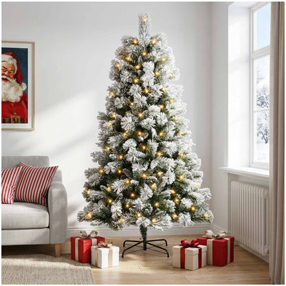 vidaXL Artificial Hinged Christmas Tree 180 cm 300 LEDs Warm White