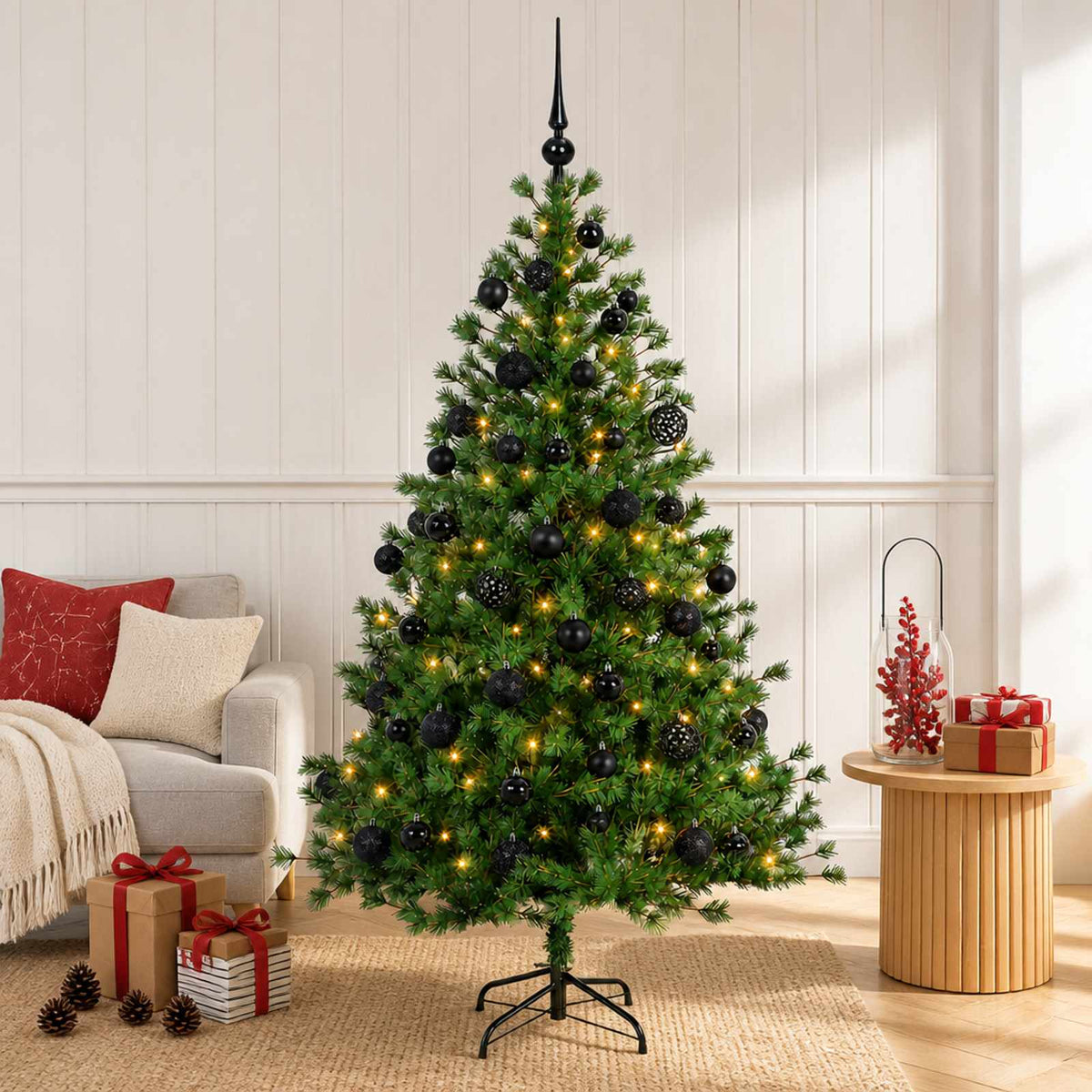 vidaXL Artificial Christmas Tree with Bauble 120 cm 150 LEDs