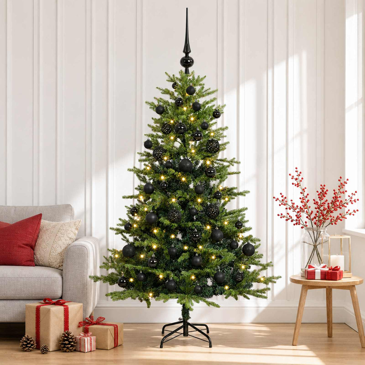 vidaXL Artificial Christmas Tree with Bauble 150 cm 150 LEDs